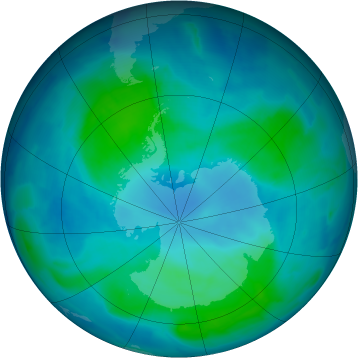 Antarctic ozone map for 12 February 2012